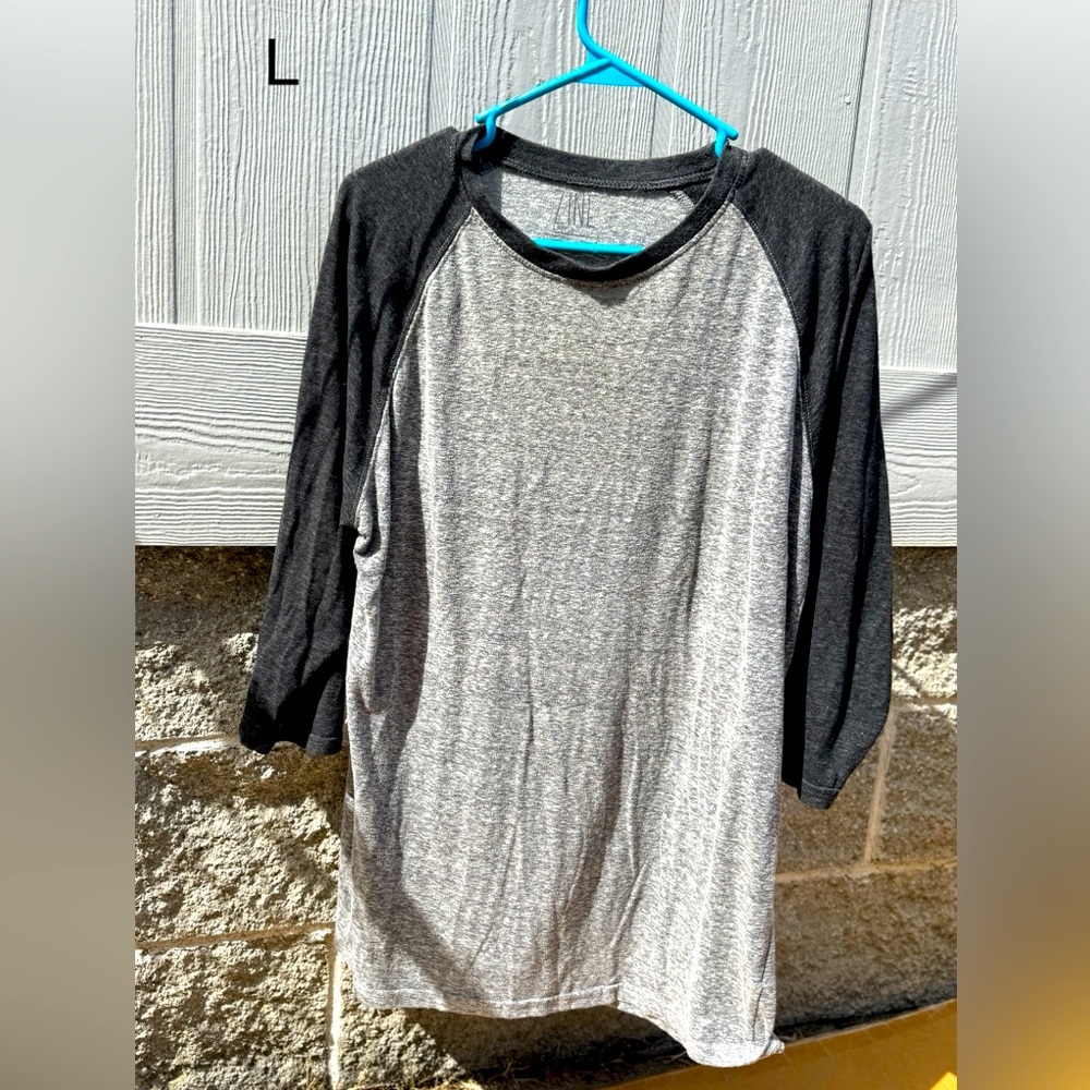 Gray and Black Raglan Sleeve Shirt